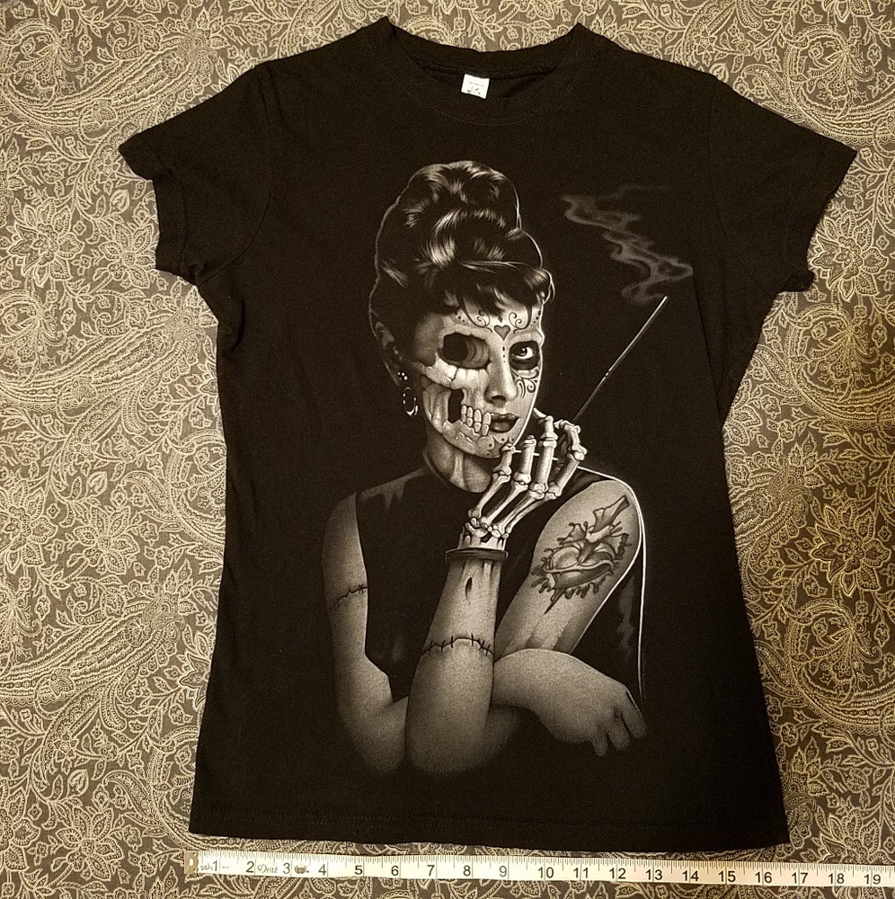 Audrey Hepburn Sugar Skull Day of the Dead sz S